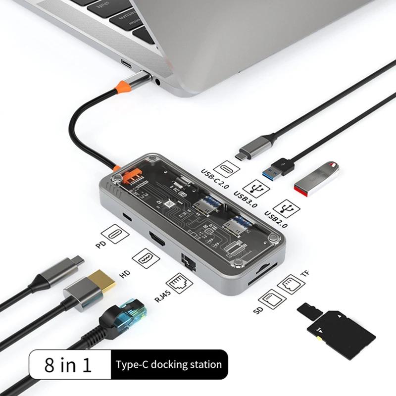 ƮϿ USB C , ũ ī ׷   USB 3.0, 8  1, CŸ 3.1-4K , 5GB RJ45 SD/TF ī  , 100W PD